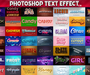 100 Photoshop Text Effects, 3D Fully Editable PSD Templates, Retro, Neon, Gold, Pop, Food