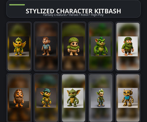 Whimsical Creature & Character Kitbash Collection – High-Poly 3D Model Pack