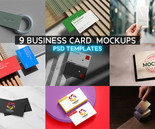 9 Business Card Mockups PSD Bundle - Professional High-End Stationery & Brand Identity