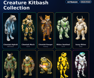 Creature Kitbash Collection – High-Poly Fantasy & Sci-Fi Character Pack