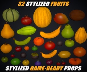 Stylized Fruit Pack – Market & Food Props – Game Ready