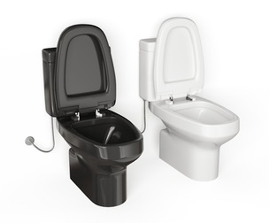 Modern Black and White Ceramic Toilet Set