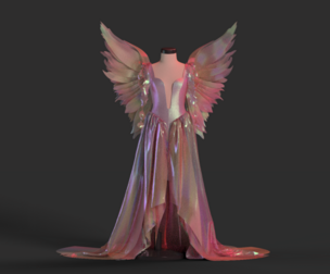 Iridescent Winged Evening Gown