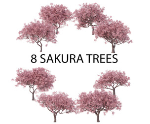 Sakura Low Poly 01-08 Set