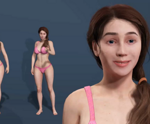 Realistic Female Swimsuit 3D Model  Fully rigged   Pose  ready