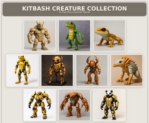 Kitbash Creature Collection – High-Poly Character Figure Pack