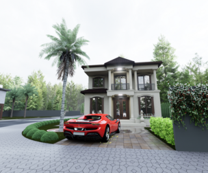 Classic House cottage and swimming pool 3D model