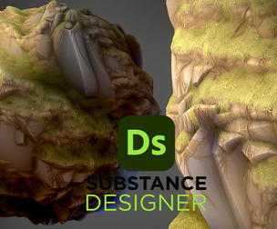 Stylized Rock Cliff with Moss