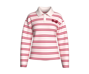 Girls Pink Stripe Drop Shoulder Polo Shirt | Marvelous / Clo3d / obj / fbx