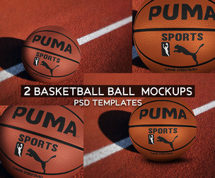 2 Basketball Ball Mockups PSD Template - Professional High-End Sports Equipment & Logo Branding