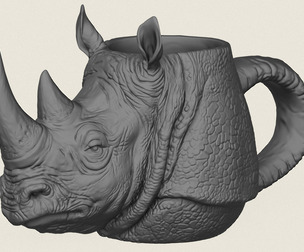 Wild Rhinoceros Head Mug
