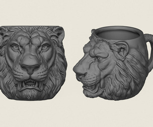 Lion Head Stylized Mug