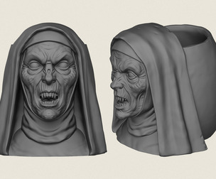 Horror Nun Face Vase