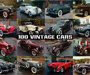 100 Vintage Car Mega Bundle, Classic Automobile, Retro Car Overlays, Mid-Century Modern Cars