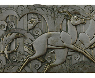 Art Deco Deer Relief Panel WS Gilbert Derry Toms Decorative Wall Sculpture CNC Ready