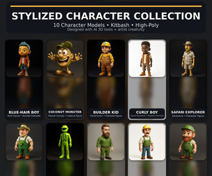 Stylized Character Collection Vol. 01 – Kitbash High-Poly 3D Model Pack