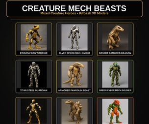 Creature Mech Beasts Kitbash High-Poly 3D Model Pack