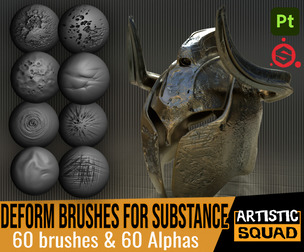 Deform Brushes for Substance Painter 60 brushes and 60 alphas