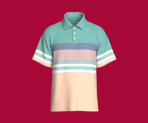 Men Retro Pastel Paneled Polo Shirt | Marvelous / Clo3d / obj / fbx