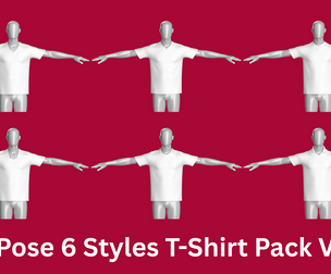Men 6 Styles Tshirt In T Pose - Pack V2 | Marvelous / Clo3d / obj / fbx