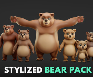 Bear Pack - 6 Stylized Cartoon Character