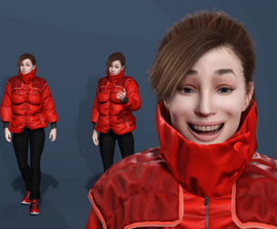 Premium 3D Character Stylish Woman in Red Puffer Jacket