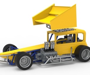Vintage Winged Supermodified stock car Version 3 Scale 1:25