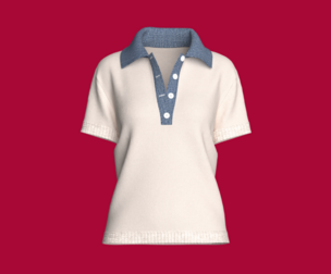 Girls Arctic Azure Knit Polo Shirt | Marvelous / Clo3d / obj / fbx