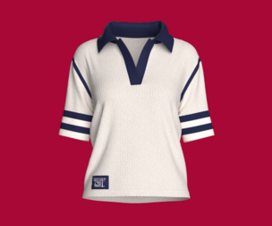 Girls Retro Textured Knit Johnny Collar Polo-Shirt | Marvelous / Clo3d / obj / fbx