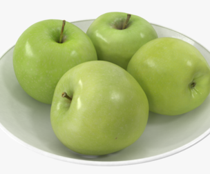 Apples Granny Smith on a Plate High Poly Version