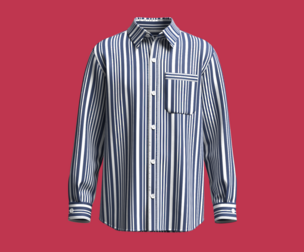 Men Casual Navy Striped Shirt With Pocket | Marvelous / Clo3d / obj / fbx