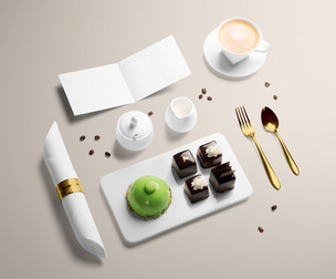 Kitchen PSD Mockup Templates, Editable PSD Gastronomic, Isolated Food Elements