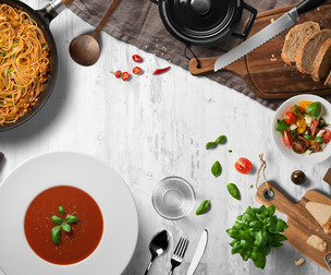 Kitchen PSD Mockup Templates, Editable PSD Gastronomic, Isolated Food Elements