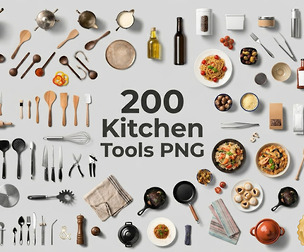 200+ Kitchen Utensils PNG Bundle, Kitchenware, Cooking Utensils Clipart, Culinary Overlays