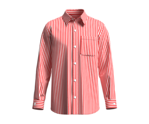 Men Red And White Long Sleeve Striped Shirt | Marvelous / Clo3d / obj / fbx
