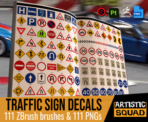 Traffic Sign Decals Maker for ZBrush Substance Painter and others