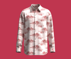 Men Long-Sleeve Landscape Printed Shirt | Marvelous / Clo3d / obj / fbx