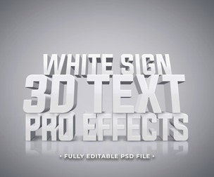 White Sign 3D Text Pro Effects PSD Fully Editable Text Effect. Layer Style PSD Mockup Template