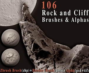 106 Rock and Cliff Brushes and Alphas - Vol03