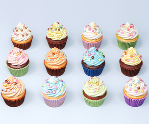 Colorful chocolate candy bean cupcake