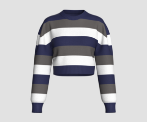 Girls Color-Block Striped Cropped Sweater | Marvelous / Clo3d / obj / fbx