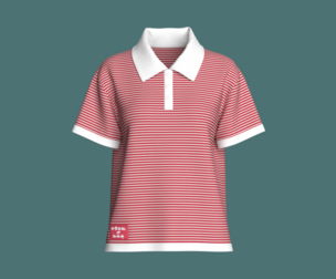 Girls Crimson Stripe Polo Shirt | Marvelous / Clo3d / obj / fbx
