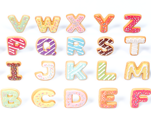 Colorful letter shaped frosted cookie biscuit