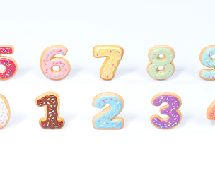 Colorful number shaped frosted cookie biscuit