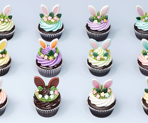 Easter themed rabbit ear cupcake cake