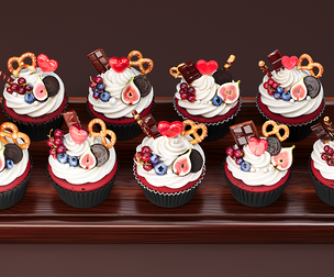 Valentine Day themed cookies and cupcake cake bread baked