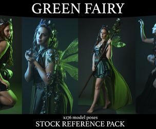 Green Fairy - Fantasy Stock Model Pose Reference Pack