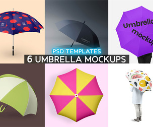 6 Umbrella Mockups PSD Template - Professional High-End Rain Gear Branding