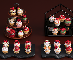 Valentine Day rose themed cupcake cake baked tableware