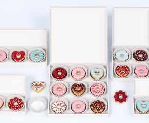 Valentine Day colored donut bread cake